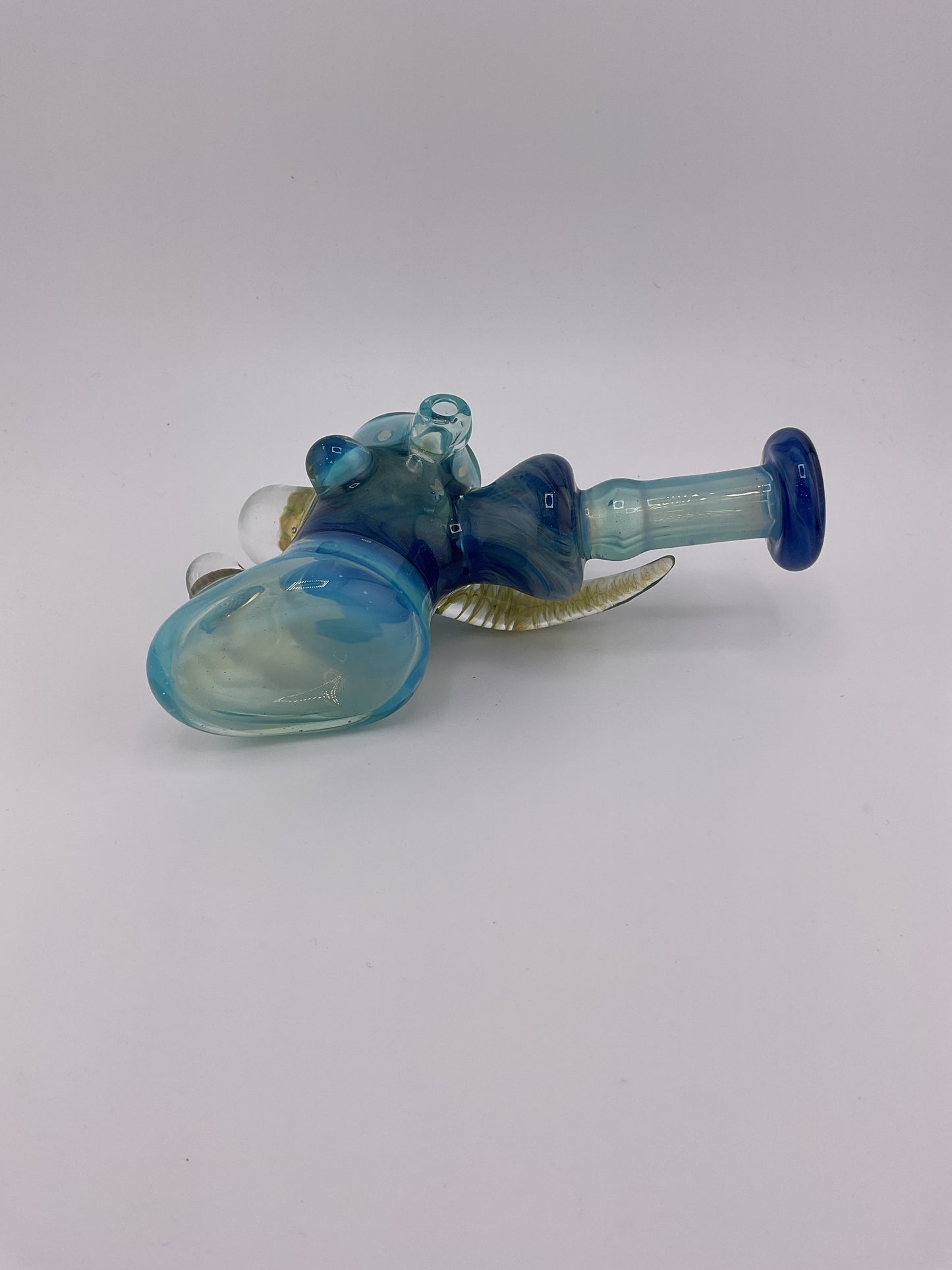 Pugsley Glass Blue Worked Hammer Pipe