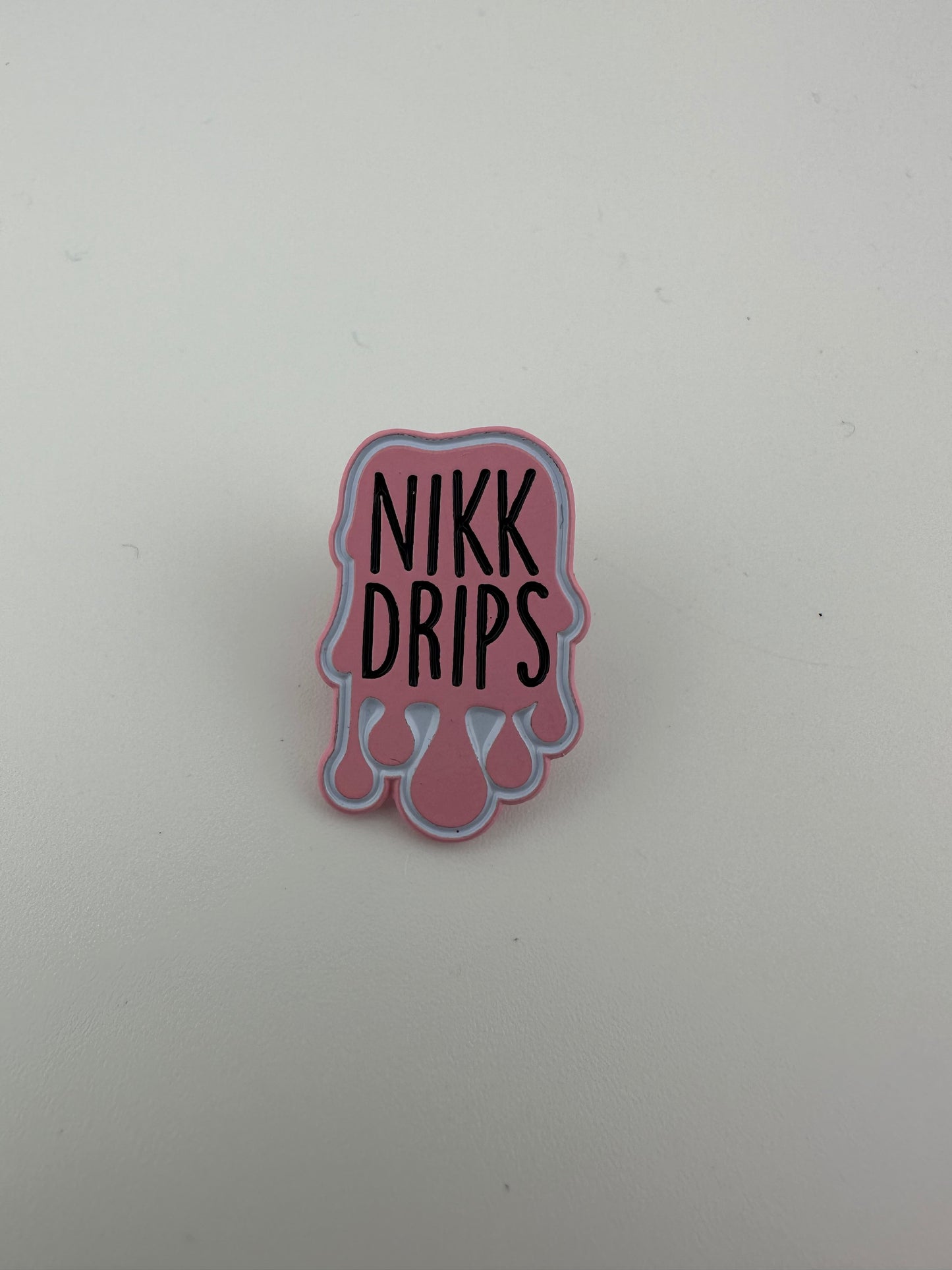 Nikk Drips Soft Enamel Pin Pink Nikk Drips Logo 1"