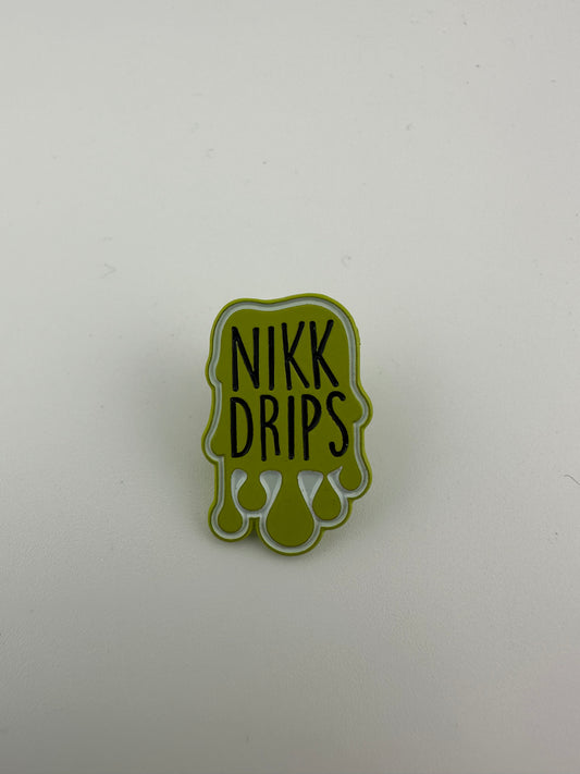 Nikk Drips Soft Enamel Pin Green Nikk Drips Logo 1"