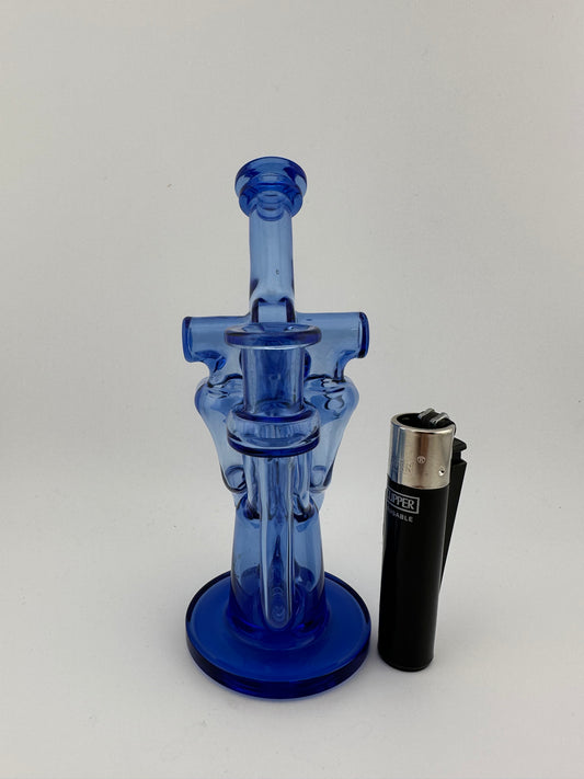 domer Glass double recycler 10mm cobalt blue front view