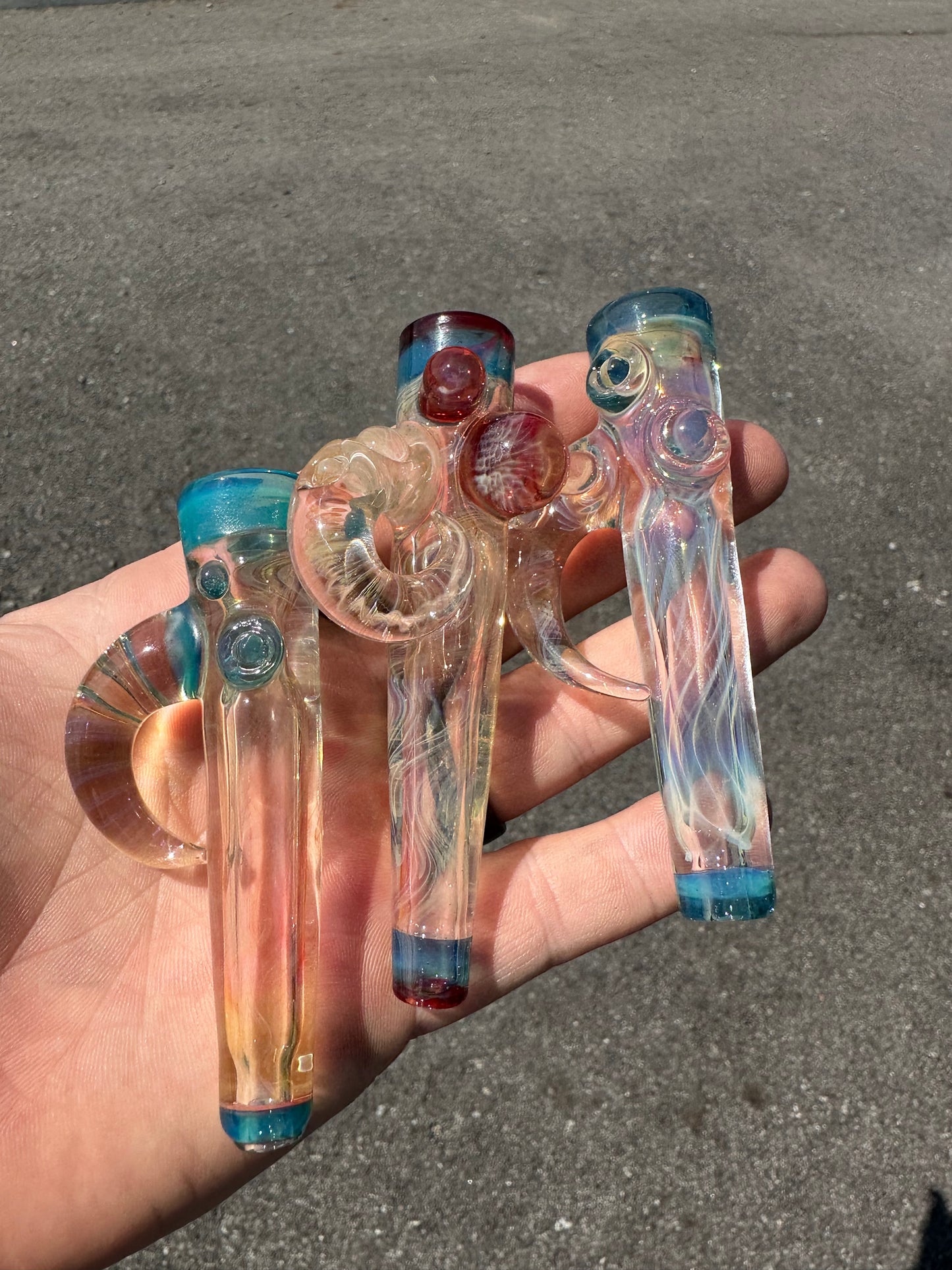 Brando Glass ( Brandon Welk ) Gold Fumed Horned Onie / Chillum