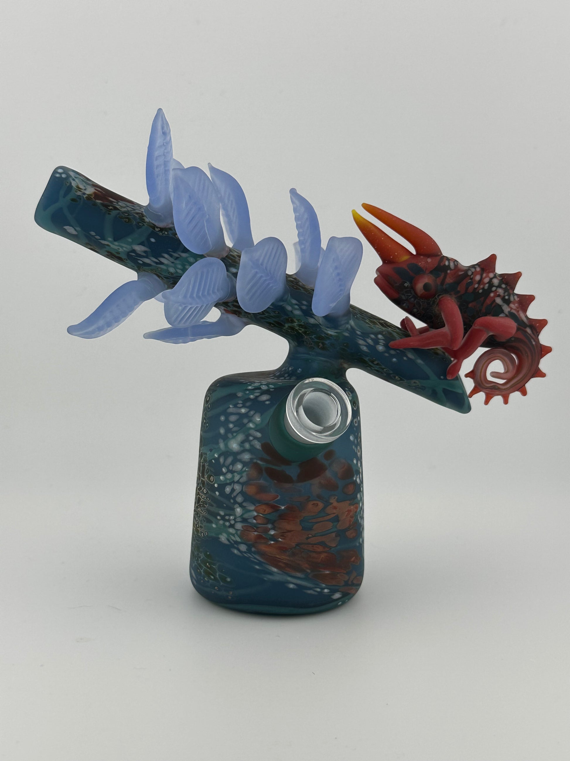 Hardman Art Glass Chameleon Hand sculpted hand made blue