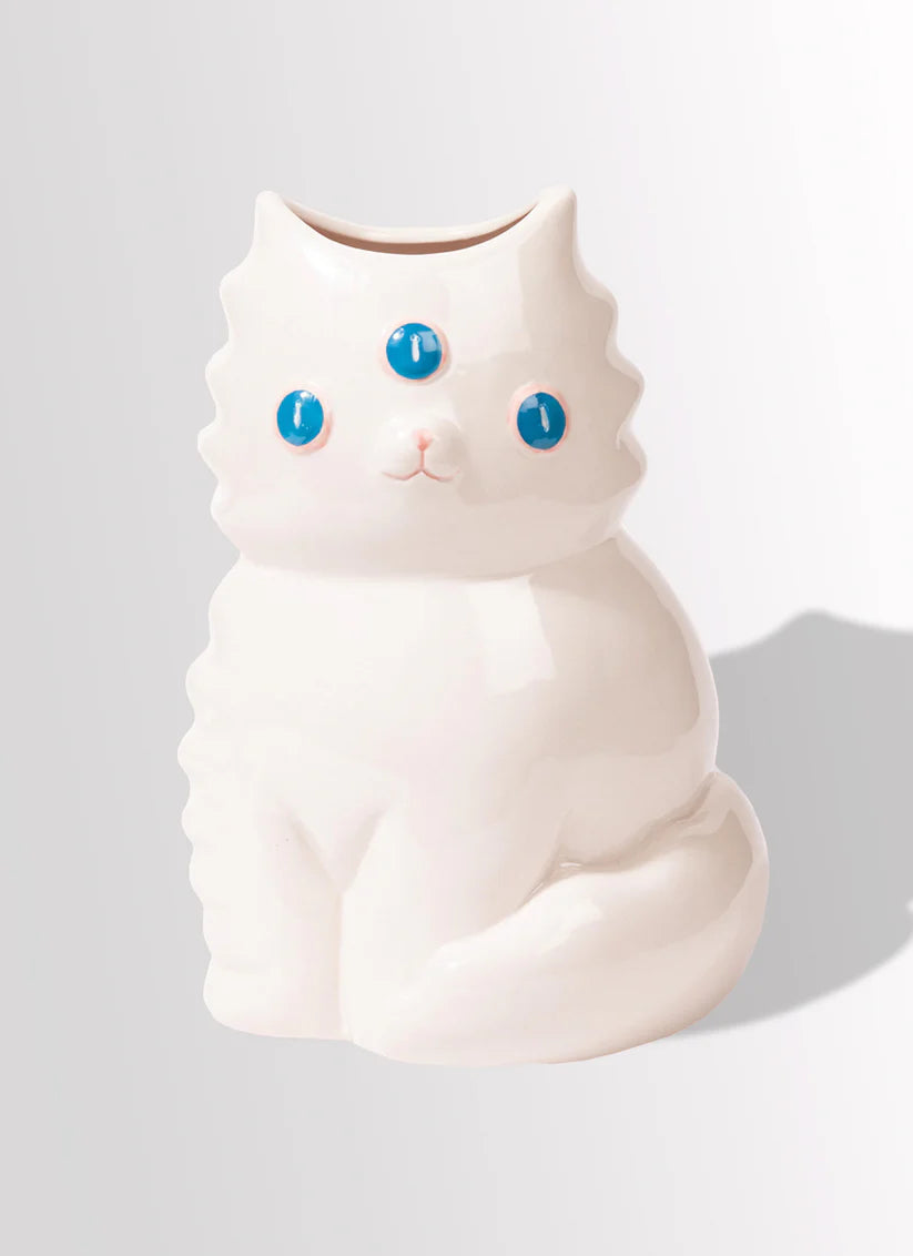 Valfre Blanco Ceramic Cat Vase